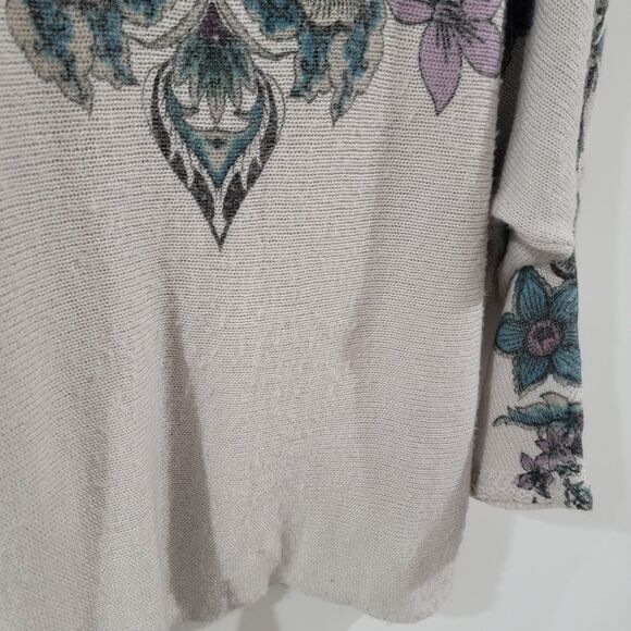 Chicos Womens Sweater Size Medium 1 Floral Knit Cozy Boho - Picture 2 of 8